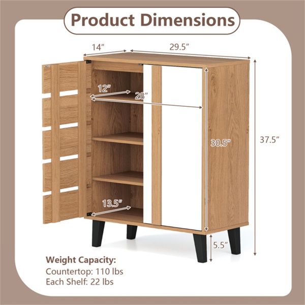 Farmhouse Entryway Shoe Cabinet with Adjustable Shelves