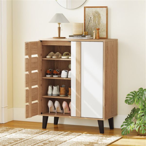 Farmhouse Entryway Shoe Cabinet with Adjustable Shelves