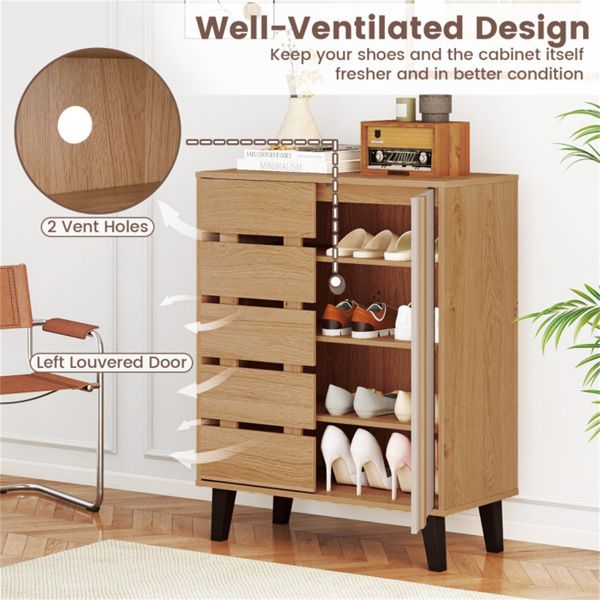 Farmhouse Entryway Shoe Cabinet with Adjustable Shelves