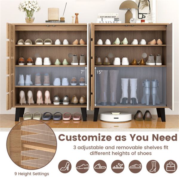 Farmhouse Entryway Shoe Cabinet with Adjustable Shelves