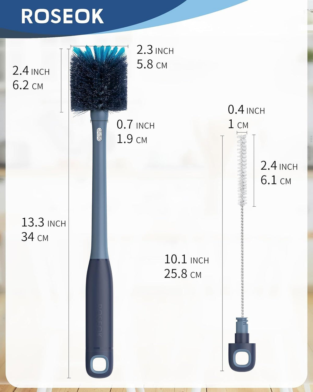 2in1 Bottle Scrubbing Brush with Straw Brush has Long and Comfortable Handle, Cleaning Glass, Sports