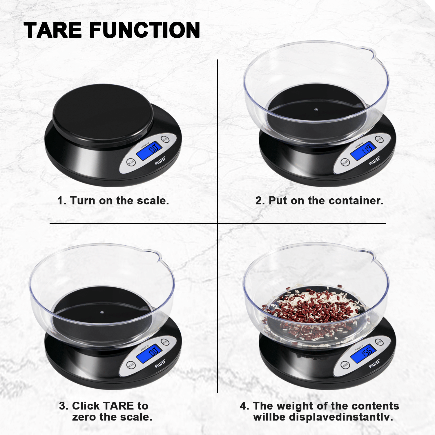 Precision Digital Bowl Scale with Removable Bowl & Backlit Display