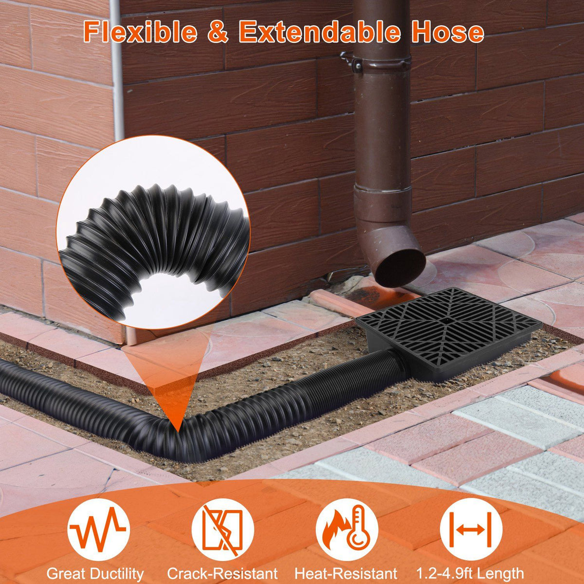 Flexible No-Dig Downspout Extension Kit for Foundation Drainage