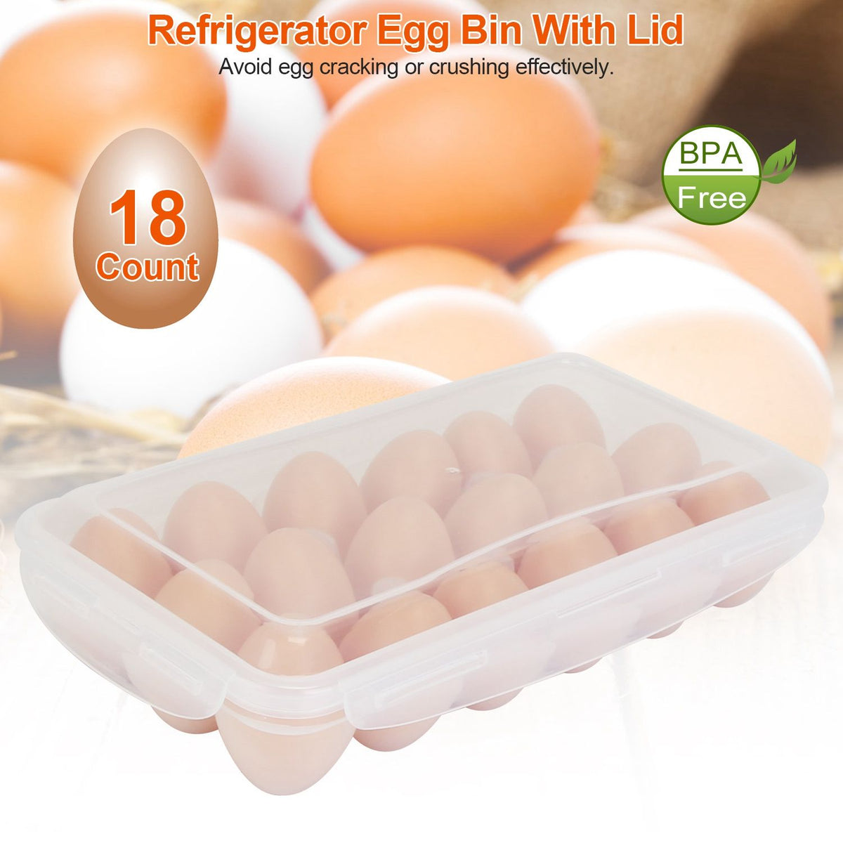 Stackable 2-Pack Egg Storage Containers with 18 Cavities Each