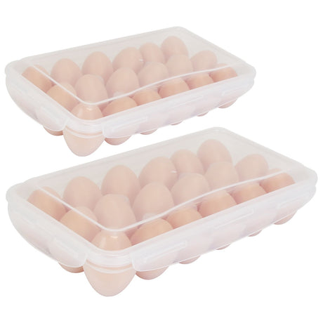Stackable 2-Pack Egg Storage Containers with 18 Cavities Each
