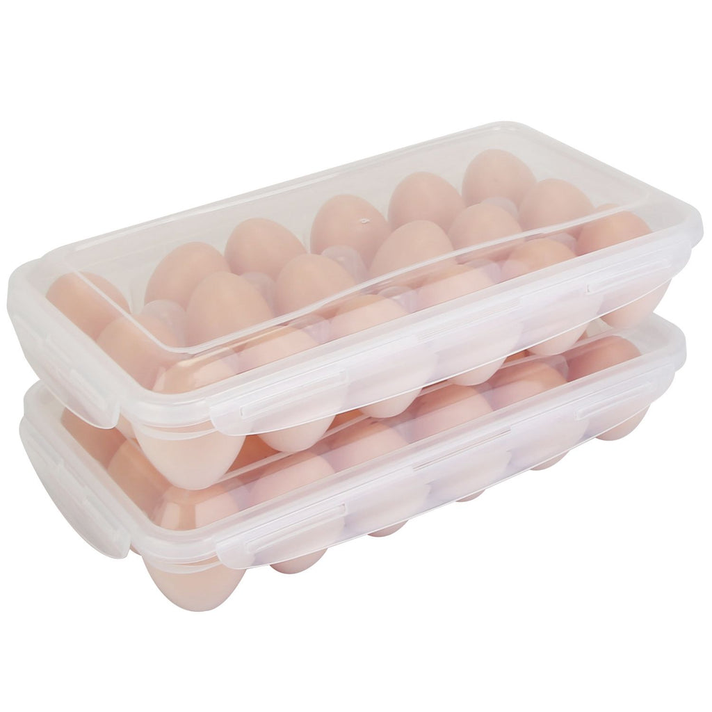 Stackable 2-Pack Egg Storage Containers with 18 Cavities Each
