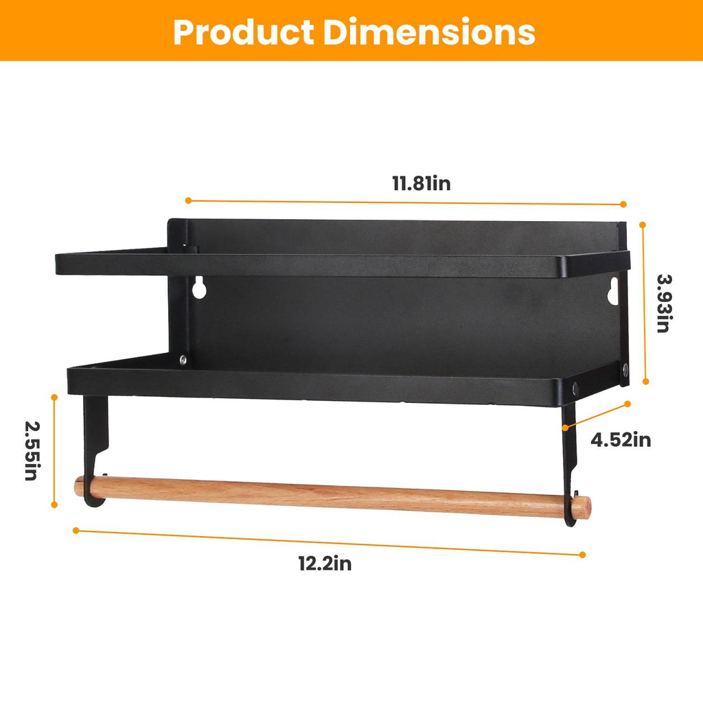Foldable Magnetic Spice Rack Set with Roller and Hooks