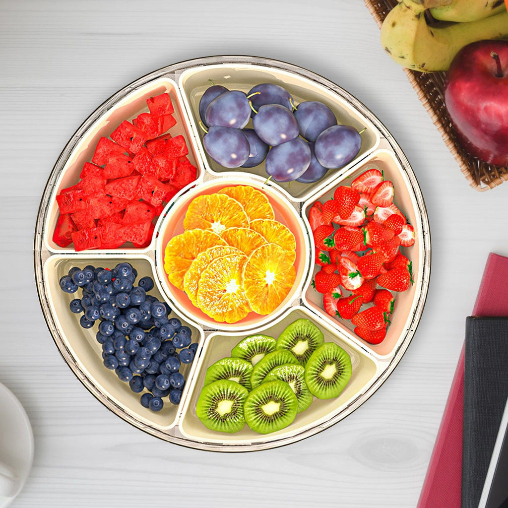 Rotating Divided Snack Tray with Lid and Handle