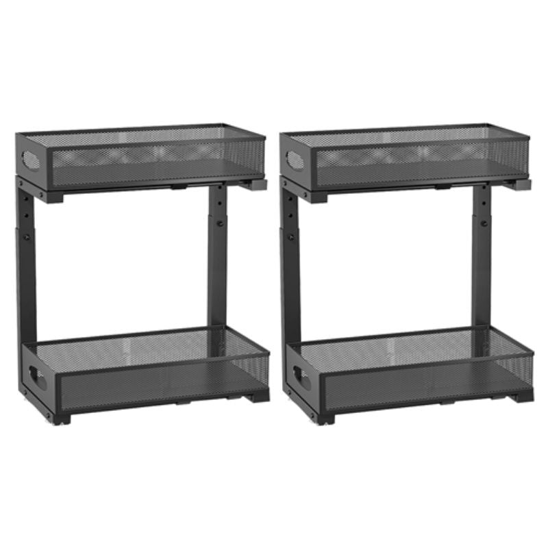 2-Tier Sliding Cabinet Organizer with Adjustable Height Baskets