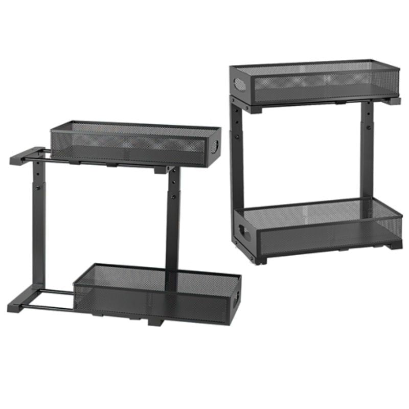 2-Tier Sliding Cabinet Organizer with Adjustable Height Baskets