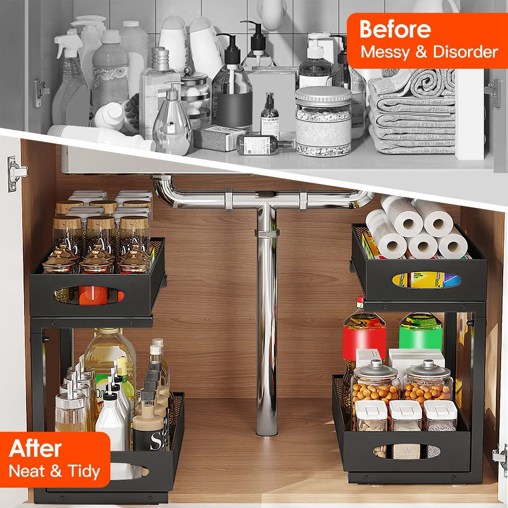 Two-Piece Adjustable Pull-Out Under-Sink Organizer