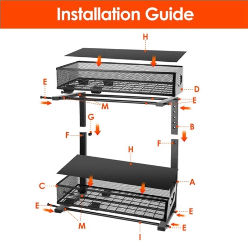 2-Tier Sliding Cabinet Organizer with Adjustable Height Baskets