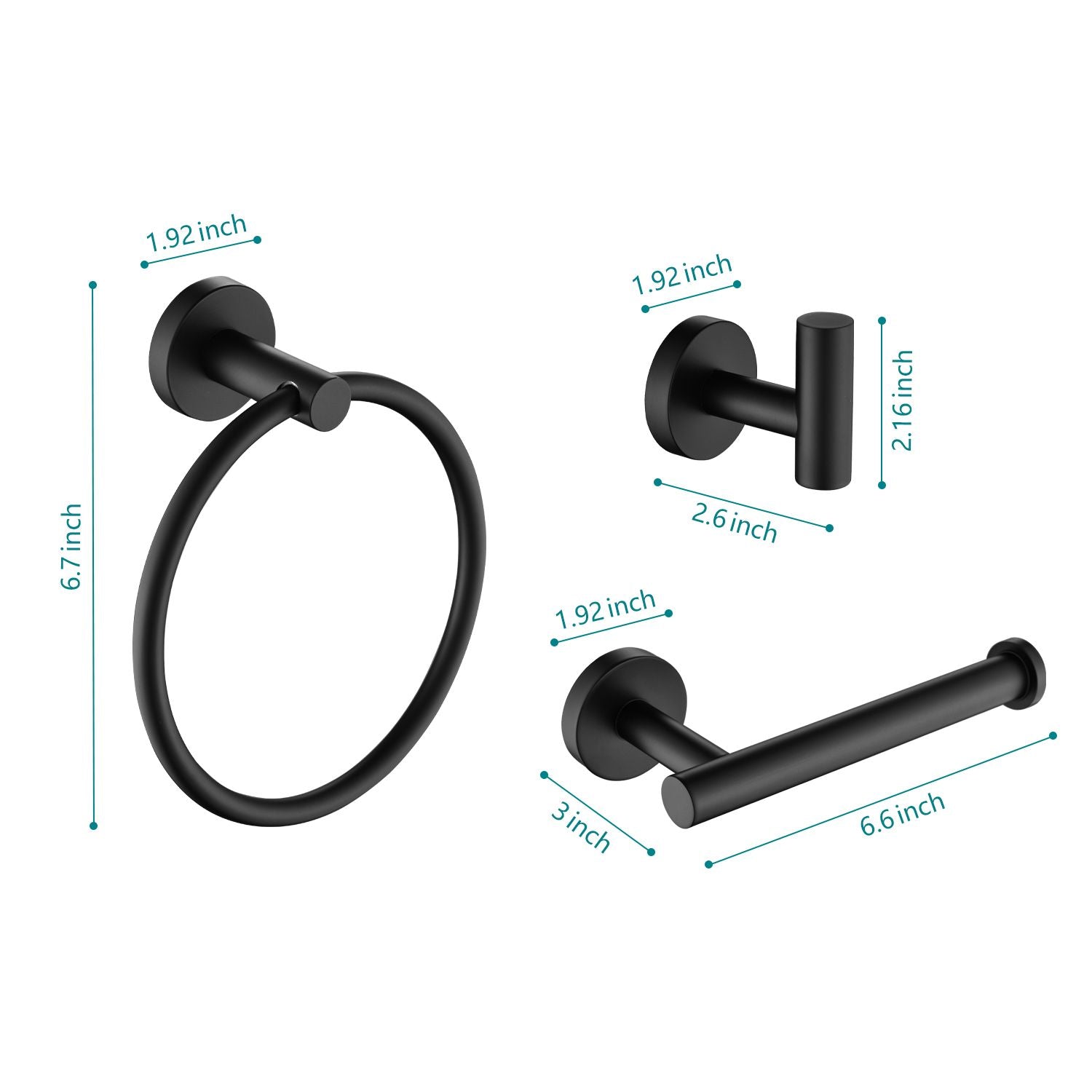 Modern Three-Piece Wall-Mounted Bathroom Hardware Set