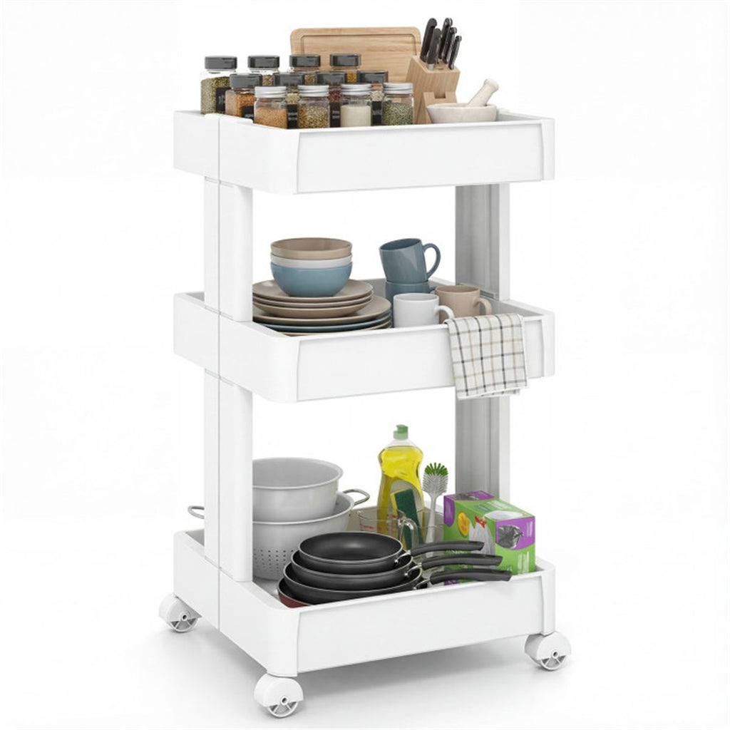 3-Tier DIY Rolling Utility Cart for Kitchen & Bathroom