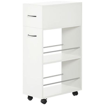 3- tier Slim Storage Cart, Rolling Narrow Kitchen Cart on Wheels for Small Place, Slide