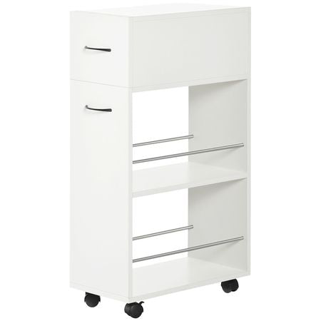 3- tier Slim Storage Cart, Rolling Narrow Kitchen Cart on Wheels for Small Place, Slide