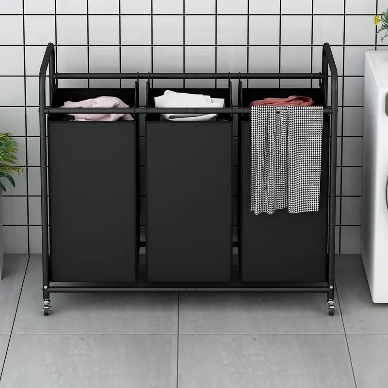 63.4-Gallon 3-Bag Rolling Laundry Sorter with Lockable Wheels