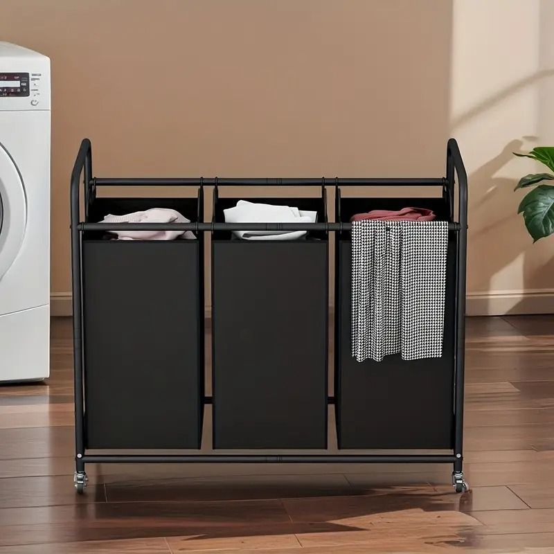 63.4-Gallon 3-Bag Rolling Laundry Sorter with Lockable Wheels