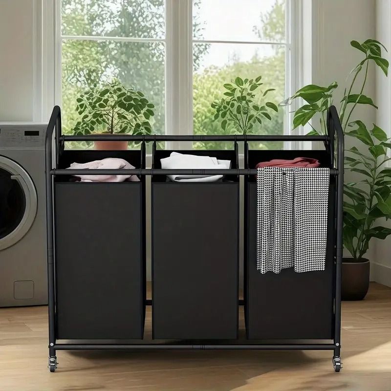 63.4-Gallon 3-Bag Rolling Laundry Sorter with Lockable Wheels