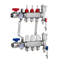 3-Branch Radiant Heat Manifold for Hydronic Floor Heating