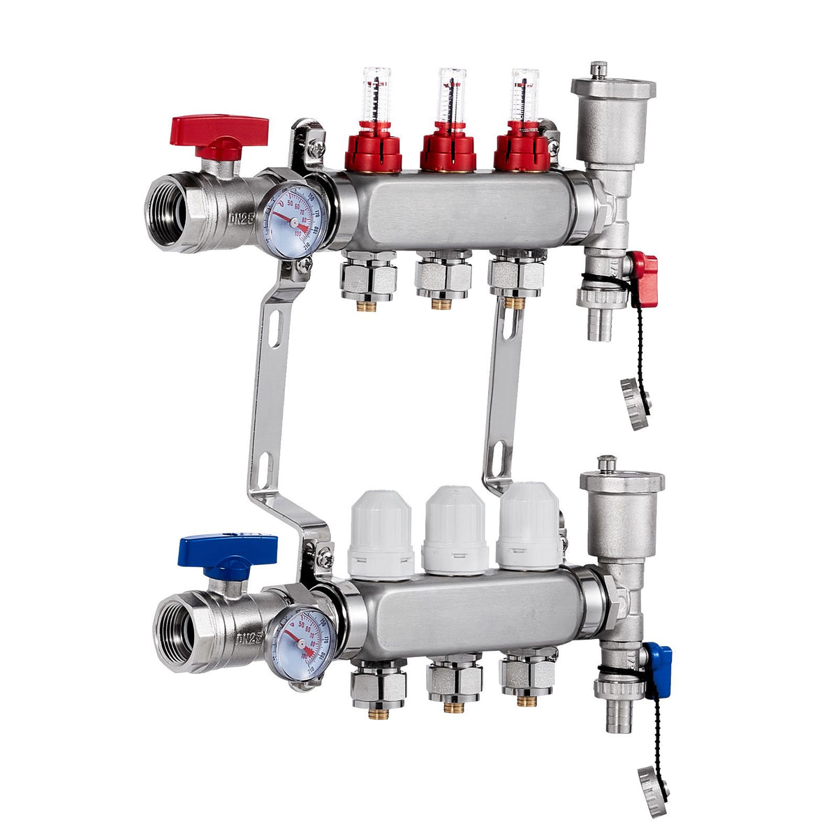 3-Branch Radiant Heat Manifold for Hydronic Floor Heating