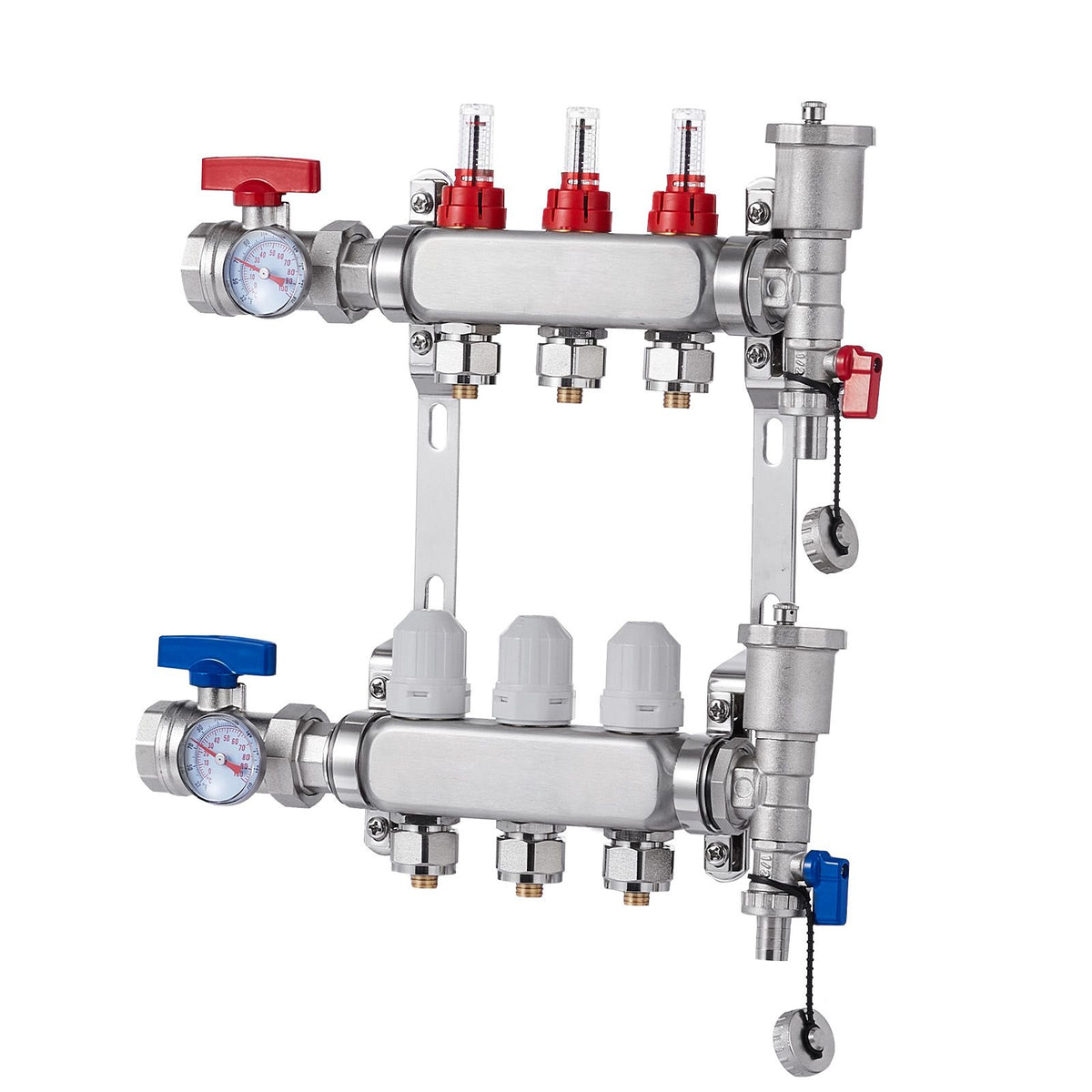 3-Branch Radiant Heat Manifold for Hydronic Floor Heating