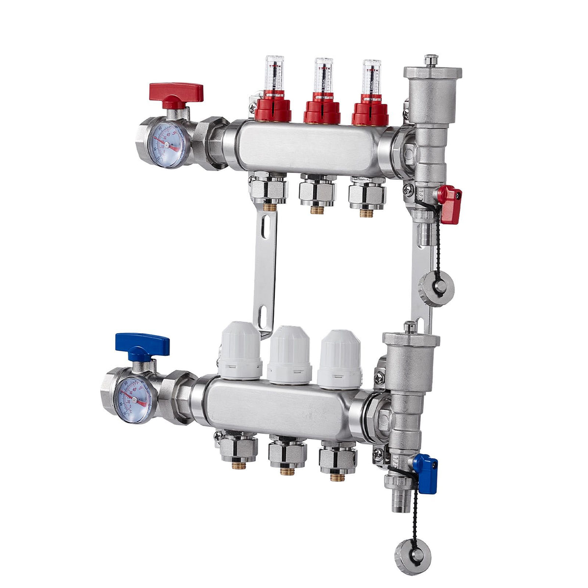3-Branch Radiant Heat Manifold for Hydronic Floor Heating