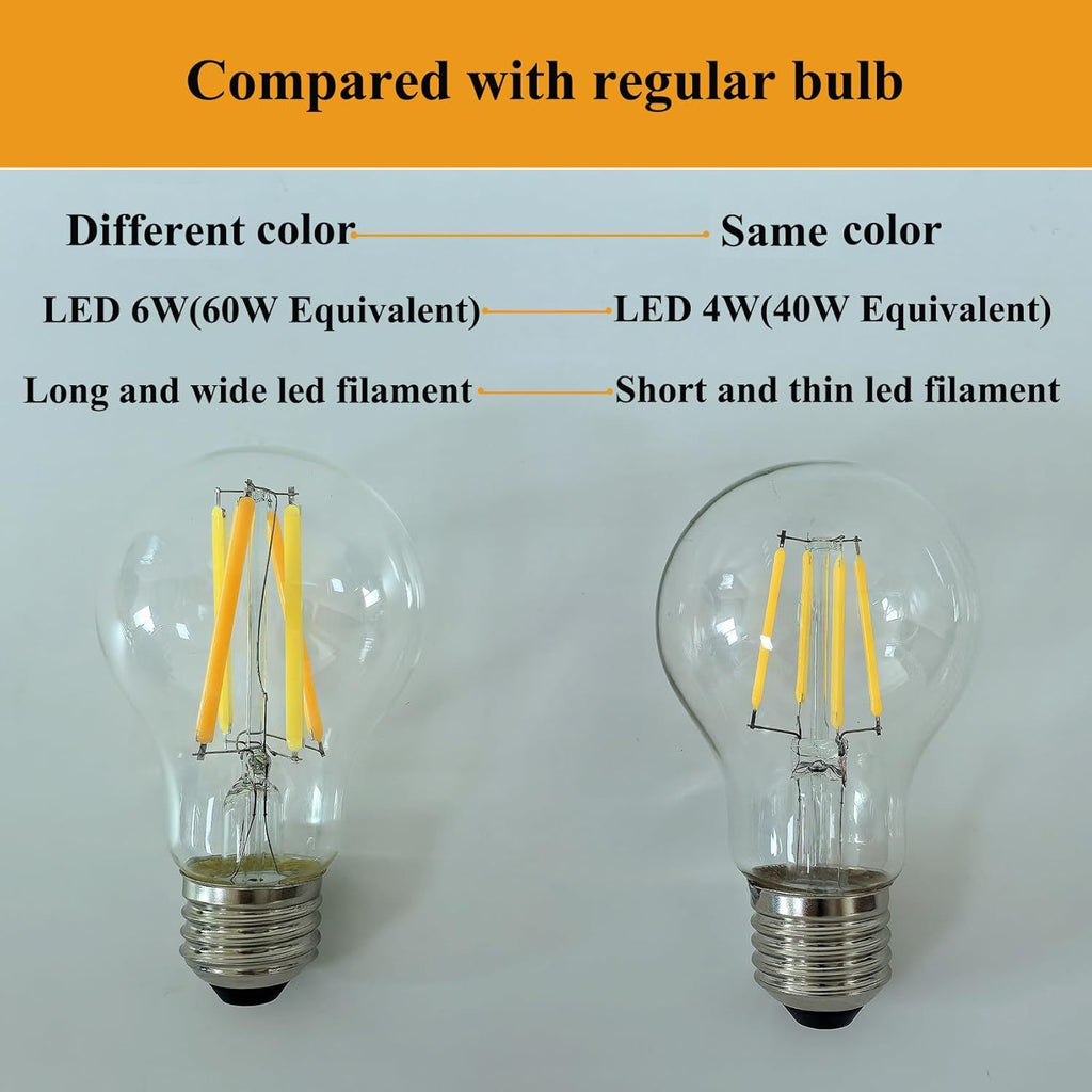 3-Color Temp LED Bulb E26 60W Equivalent 2700K-6000K A19 6W Clear Glass 2-Pack