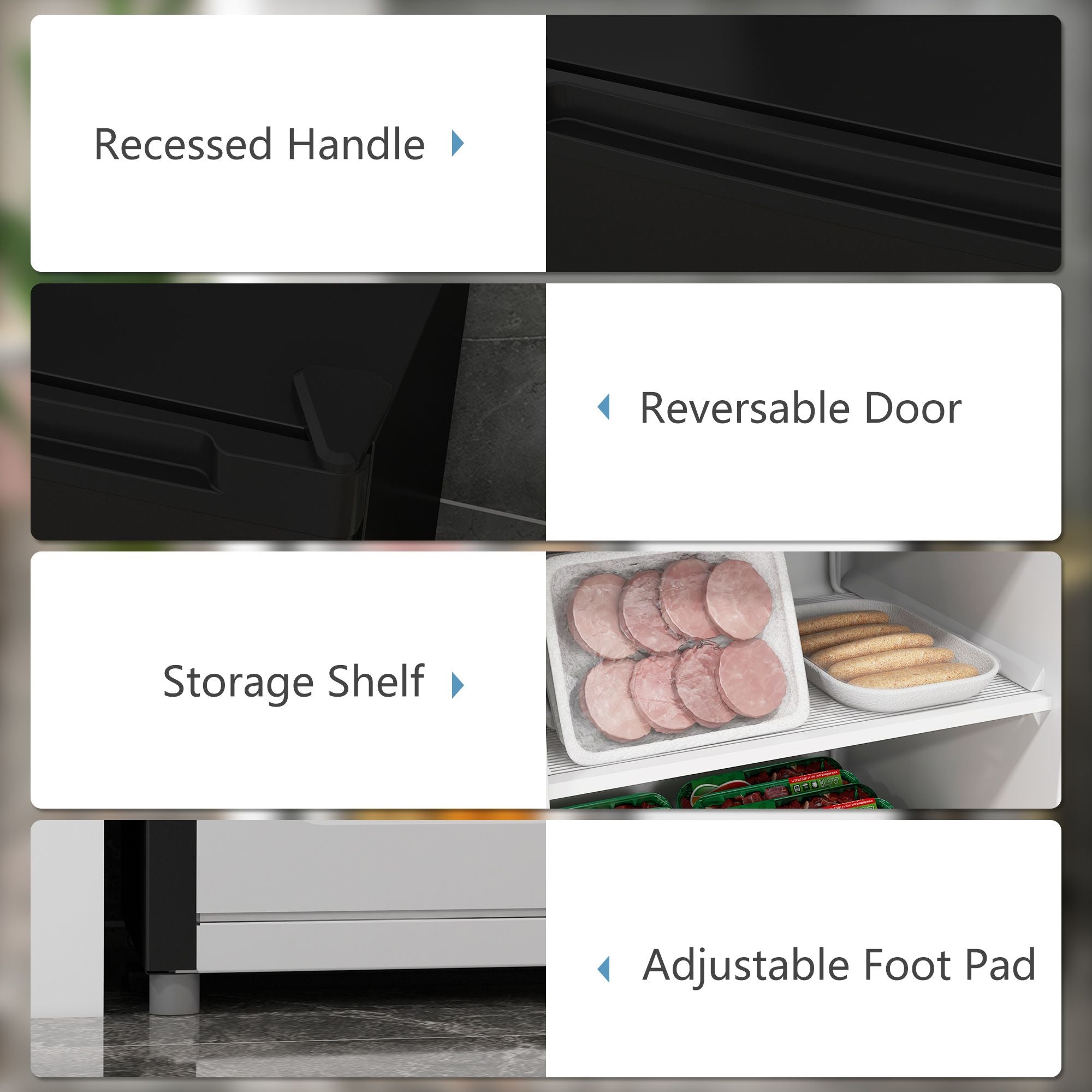 Compact Upright Freezer with Adjustable Thermostat and Reversible Door