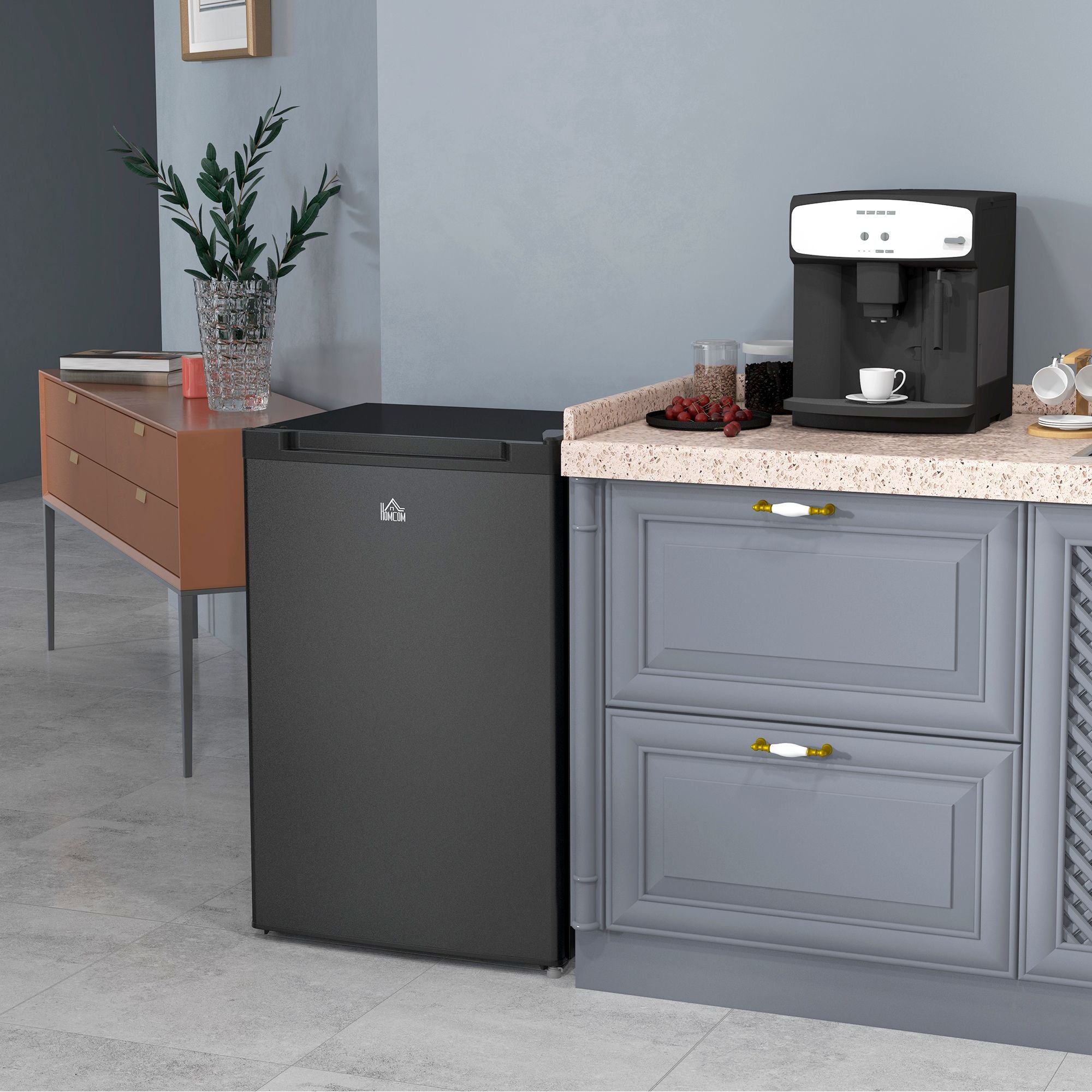 Compact Upright Freezer with Adjustable Thermostat and Reversible Door