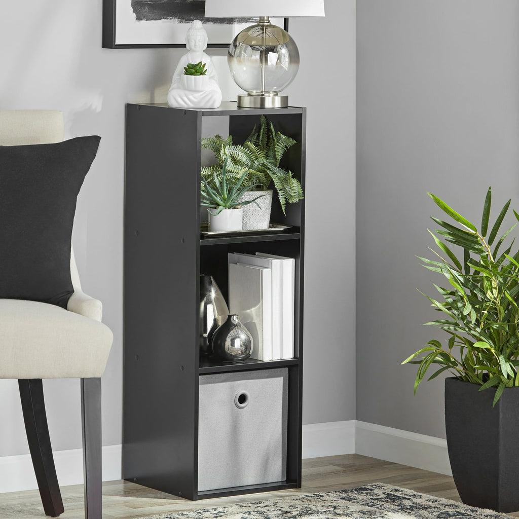 Black Three-Cube Organizer with Flexible Orientation