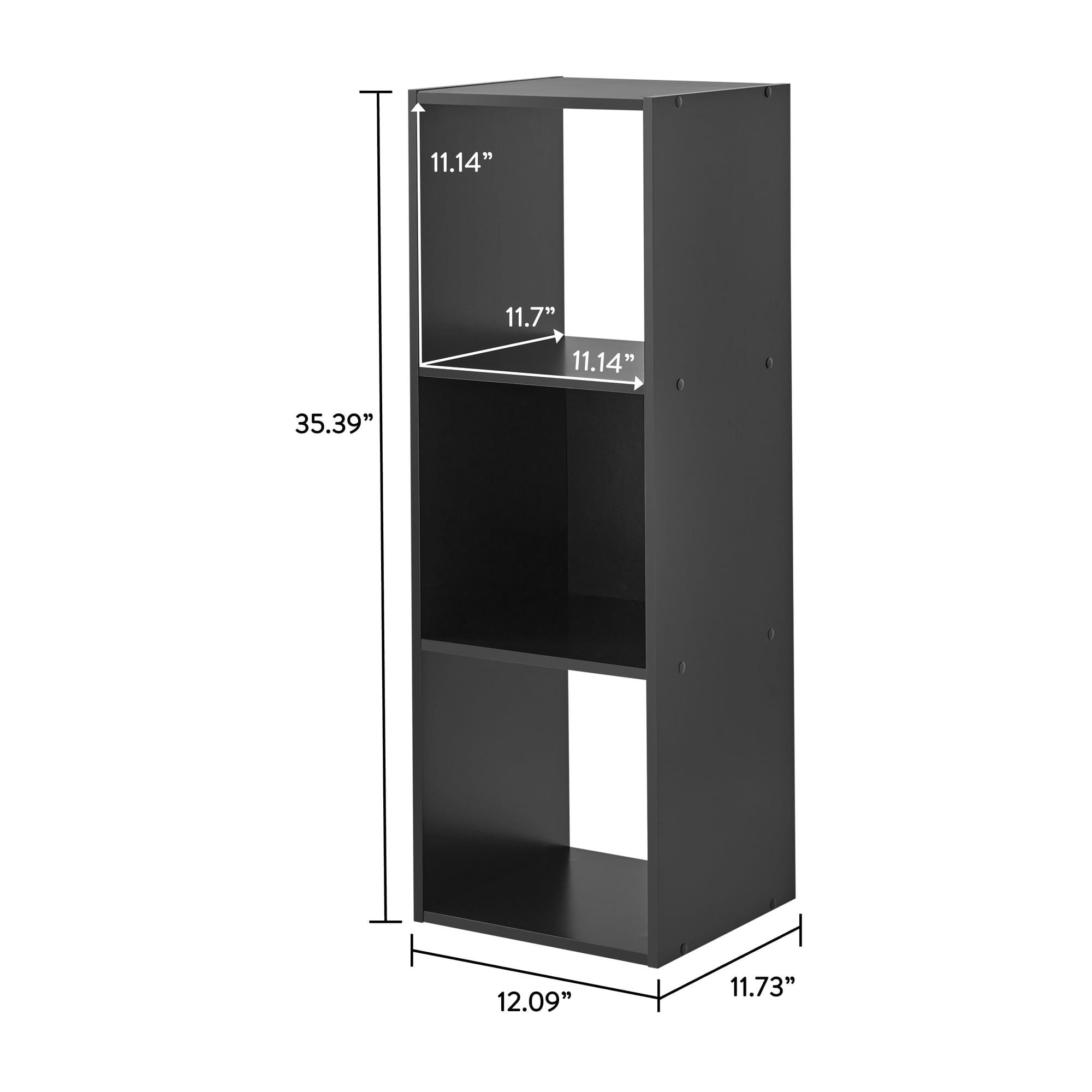 Black Three-Cube Organizer with Flexible Orientation