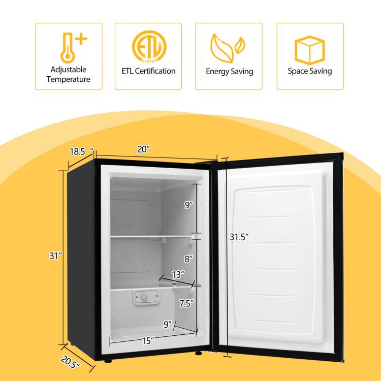 Compact Upright Freezer with Adjustable Interior Storage