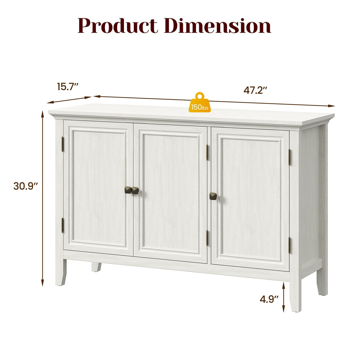 Bohemian Three-Door Buffet Cabinet with Adjustable Shelves
