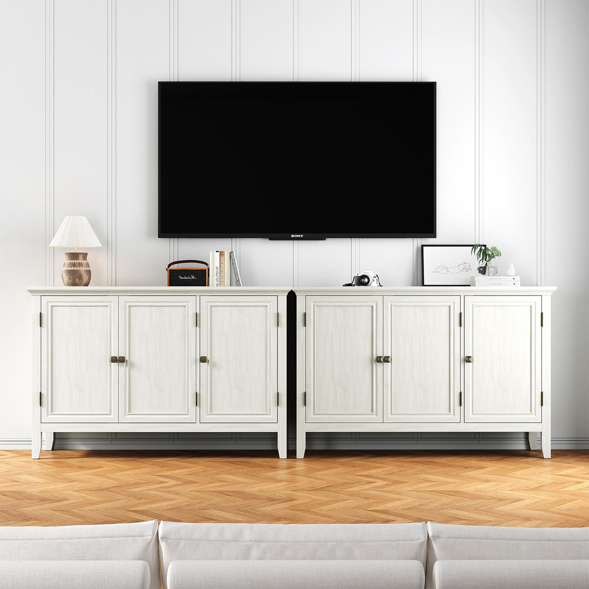 Bohemian Three-Door Buffet Cabinet with Adjustable Shelves