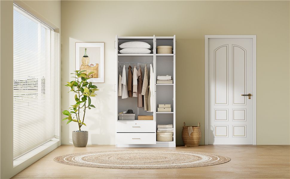 Modern Three-Door Mirrored Wardrobe with Top Cabinet
