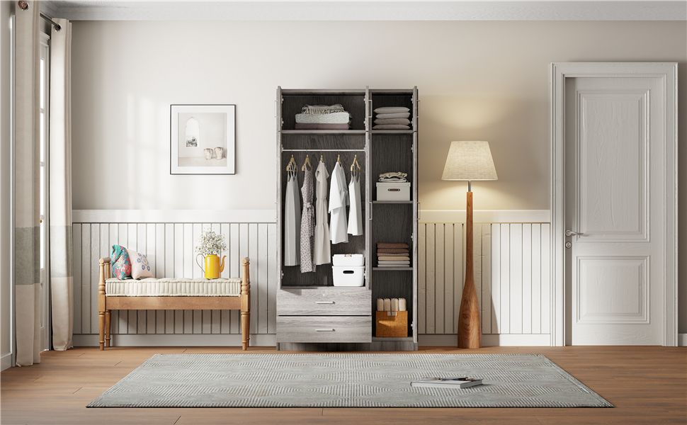 Modern Three-Door Mirrored Wardrobe with Top Cabinet