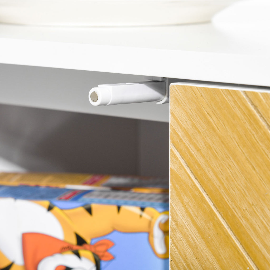 Compact Sideboard Buffet Cabinet with Chevron Pattern and Golden Legs
