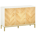 Compact Sideboard Buffet Cabinet with Chevron Pattern and Golden Legs