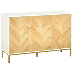Compact Sideboard Buffet Cabinet with Chevron Pattern and Golden Legs