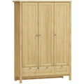 3 Doors Wardrobe Closet with 2 Drawers, Bedroom Armoire with Lockable Drawer, Hanging Rod