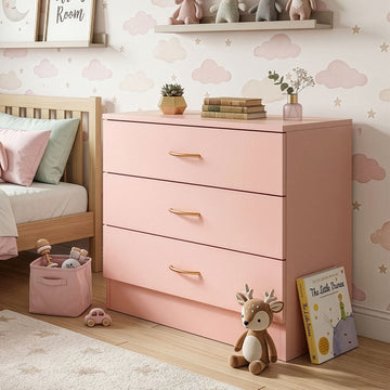 Three-Drawer Chest with Rose Gold-Toned Handles