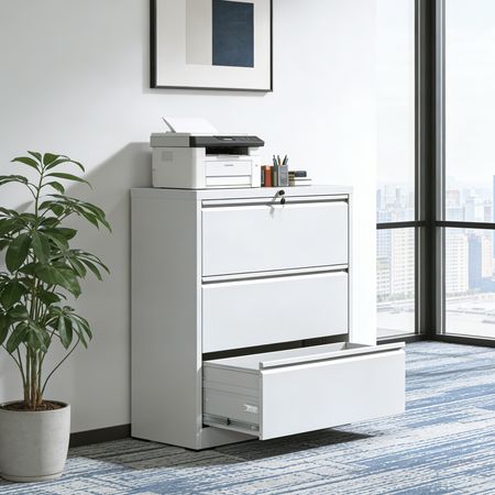 Three-Drawer Lateral File Cabinet for Focused Workspaces