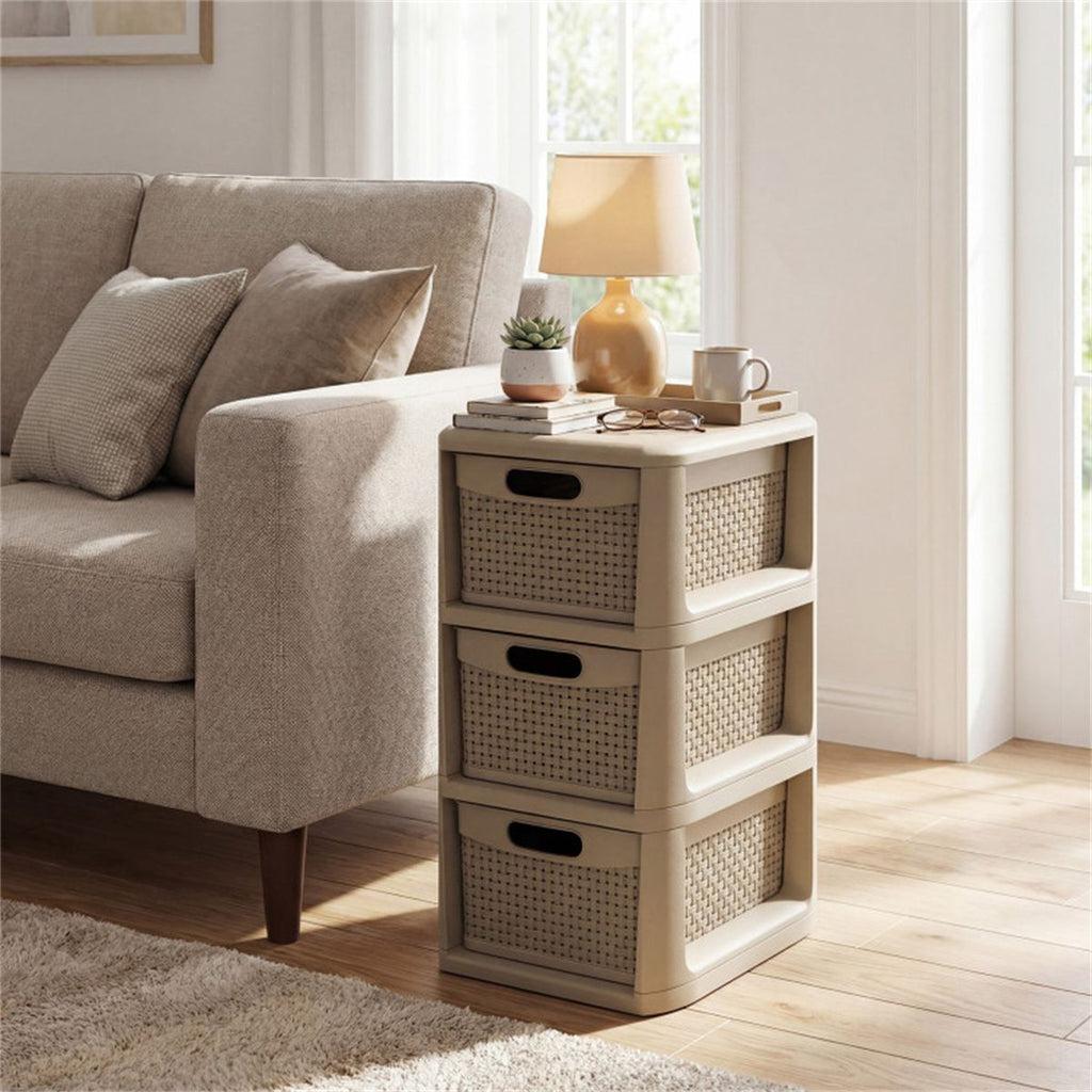 Slim Wicker-Look Drawer Organizer for Compact Spaces