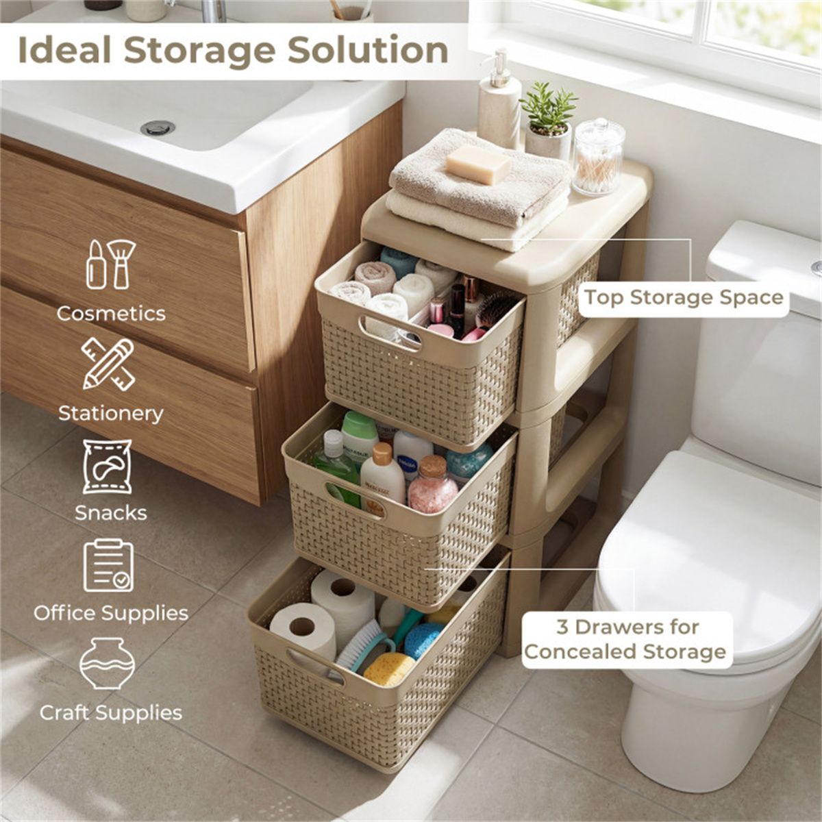 Slim Wicker-Look Drawer Organizer for Compact Spaces