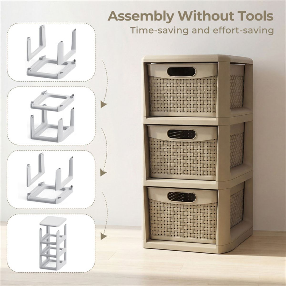 Slim Wicker-Look Drawer Organizer for Compact Spaces
