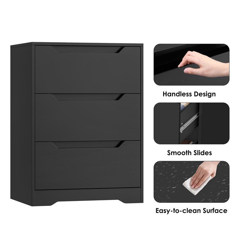 Modern Three-Drawer Dresser with Cutout Handles