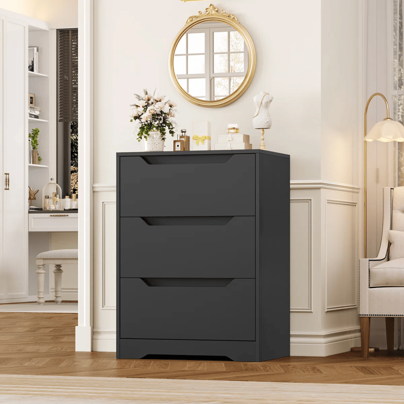 Modern Three-Drawer Dresser with Cutout Handles