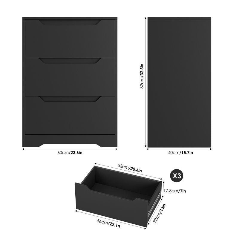 Modern Three-Drawer Dresser with Cutout Handles