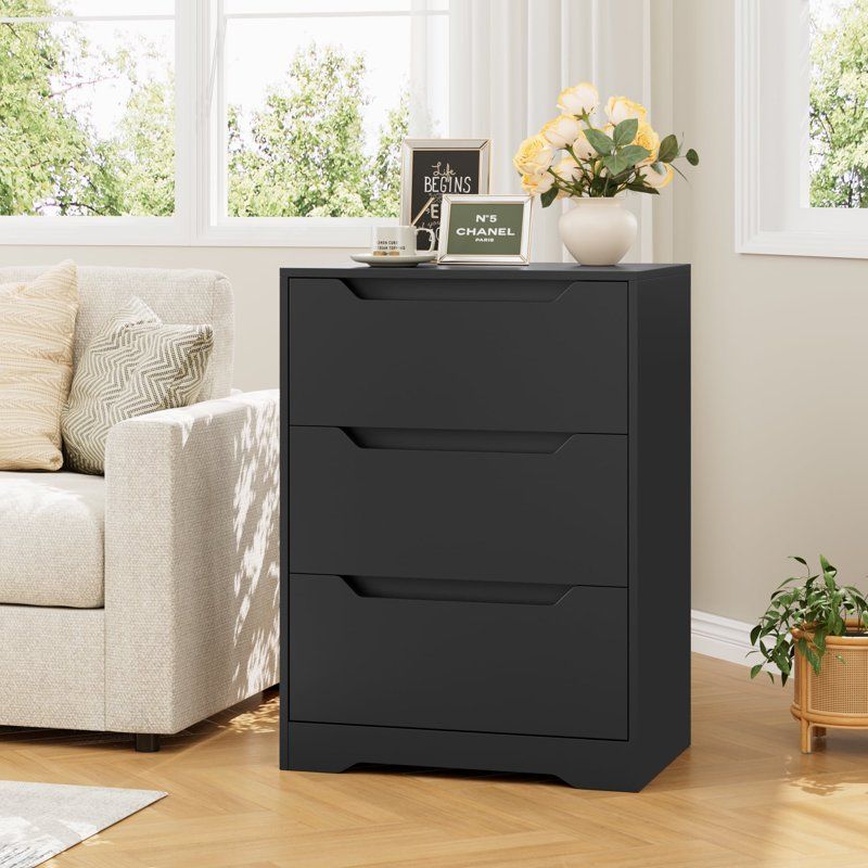 Modern Three-Drawer Dresser with Cutout Handles